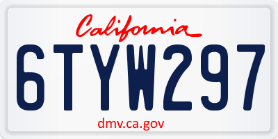 CA license plate 6TYW297