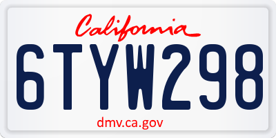 CA license plate 6TYW298