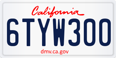 CA license plate 6TYW300