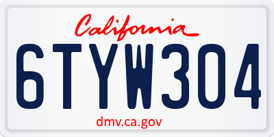 CA license plate 6TYW304
