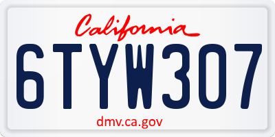 CA license plate 6TYW307