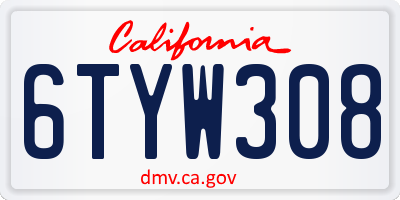 CA license plate 6TYW308