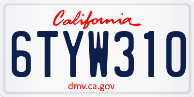 CA license plate 6TYW310