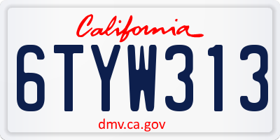 CA license plate 6TYW313