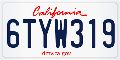 CA license plate 6TYW319