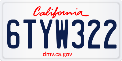 CA license plate 6TYW322