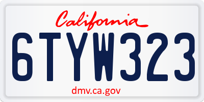 CA license plate 6TYW323