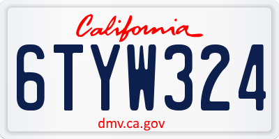 CA license plate 6TYW324