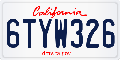 CA license plate 6TYW326