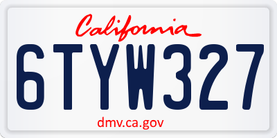 CA license plate 6TYW327
