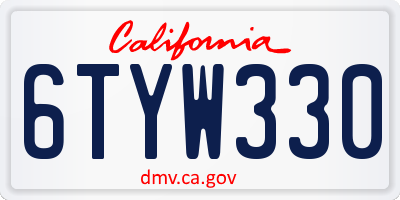 CA license plate 6TYW330