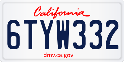 CA license plate 6TYW332