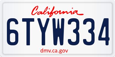 CA license plate 6TYW334