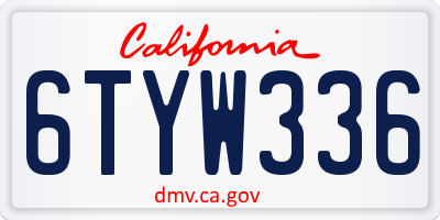 CA license plate 6TYW336