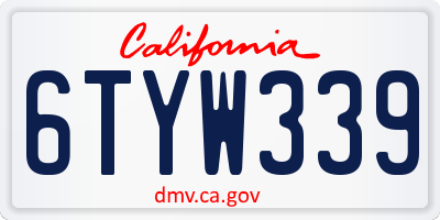 CA license plate 6TYW339