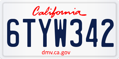 CA license plate 6TYW342