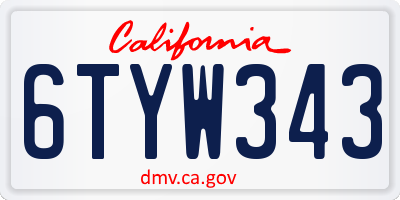 CA license plate 6TYW343