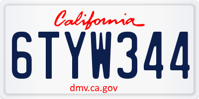 CA license plate 6TYW344