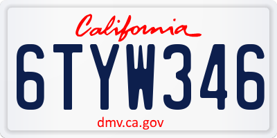 CA license plate 6TYW346