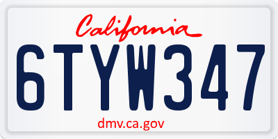 CA license plate 6TYW347