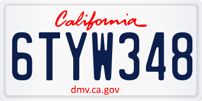 CA license plate 6TYW348