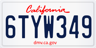 CA license plate 6TYW349
