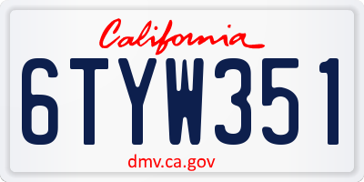 CA license plate 6TYW351
