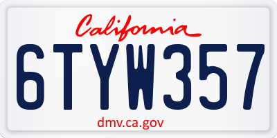 CA license plate 6TYW357