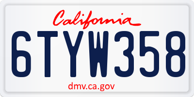 CA license plate 6TYW358