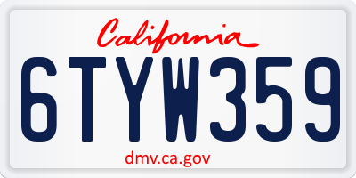 CA license plate 6TYW359