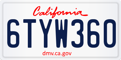CA license plate 6TYW360