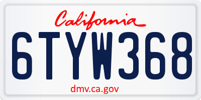 CA license plate 6TYW368