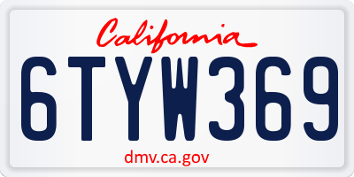 CA license plate 6TYW369