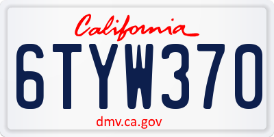 CA license plate 6TYW370