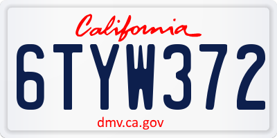 CA license plate 6TYW372