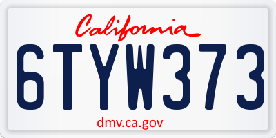 CA license plate 6TYW373