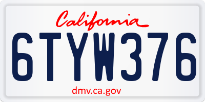 CA license plate 6TYW376