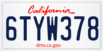 CA license plate 6TYW378