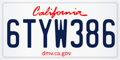 CA license plate 6TYW386