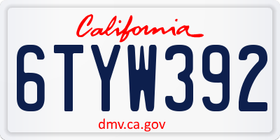 CA license plate 6TYW392
