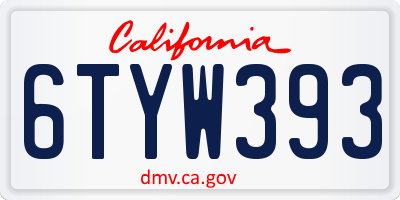 CA license plate 6TYW393