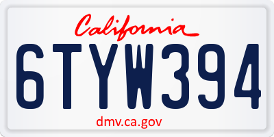 CA license plate 6TYW394