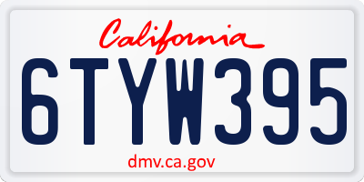 CA license plate 6TYW395