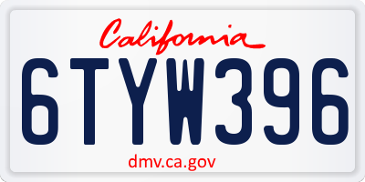 CA license plate 6TYW396