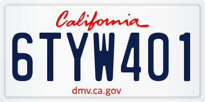 CA license plate 6TYW401