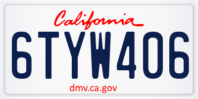 CA license plate 6TYW406