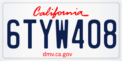 CA license plate 6TYW408