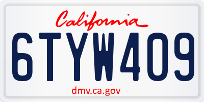 CA license plate 6TYW409