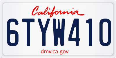 CA license plate 6TYW410