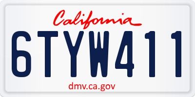 CA license plate 6TYW411
